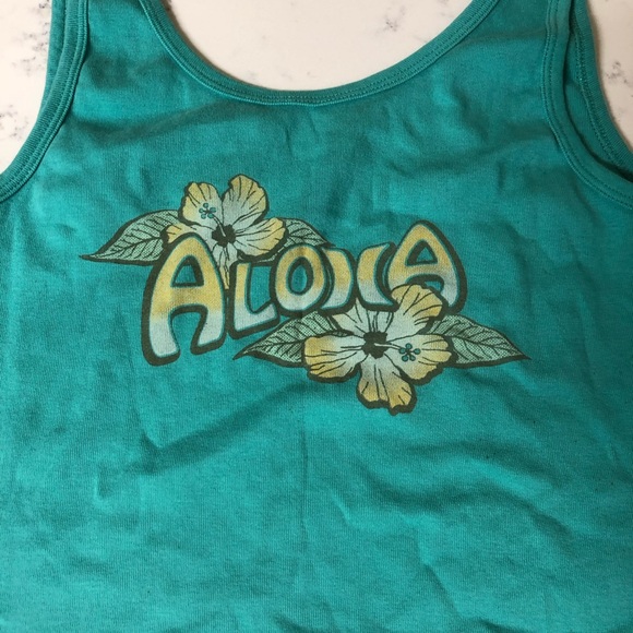 Hurley Turquoise Aloha Graphic Tank Top Size Medium - Picture 2 of 4